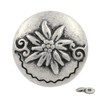 Bezelry 12 Pieces Edelweiss Antique Silver Metal Ring Shank Buttons