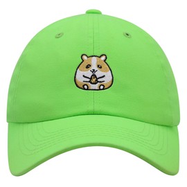 JPAK Happy Hamster with Nut Premium Dad Hat Embroidered Cotton Baseball Cap Neon Green