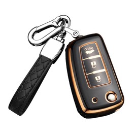 HIBEYO For Nissan Rogue Flip 3 Buttons Soft TPU Key Case Cover Protector Smart Remote Key Holder For Nissan Rogue Select Sport Keyless 2022 Keychain Key Protection Shell Auto Key Accessories-Black