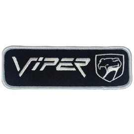 Dodge Viper Sneaky Pete Logo Embroidered Patch 4.5 inch x 1.5 inch | Heat Seal Patch for Clothes, Jean Jacket, Black Backpack, Hat, Jackets, and More