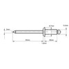 3.2mm x 20mm Blind Pop Rivet Dome Head Aluminium/Steel Shaft
