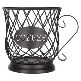Iron Coffee Pod Holder Organizer Large Capacity Coffee Capsule Storage Basket for Home Office CafesBlack