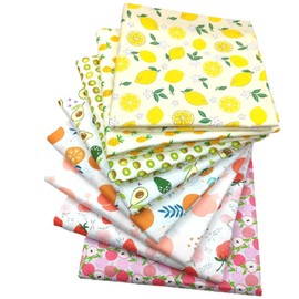 ILOVETEEPEE 8Pcs 18x22 inch Quilting Cotton Fabric Squares Quilting Supplies Multi-Color Design Printed Floral Fabric for DIY(Fruit)