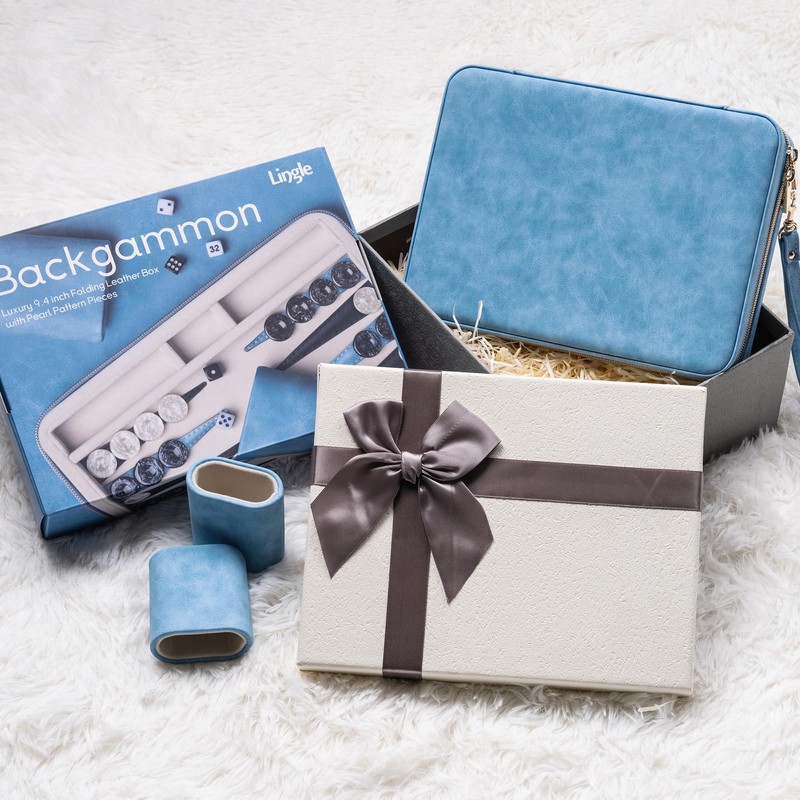 Backgammon Sets for Adults, Classic Board Game with Foldable Leather