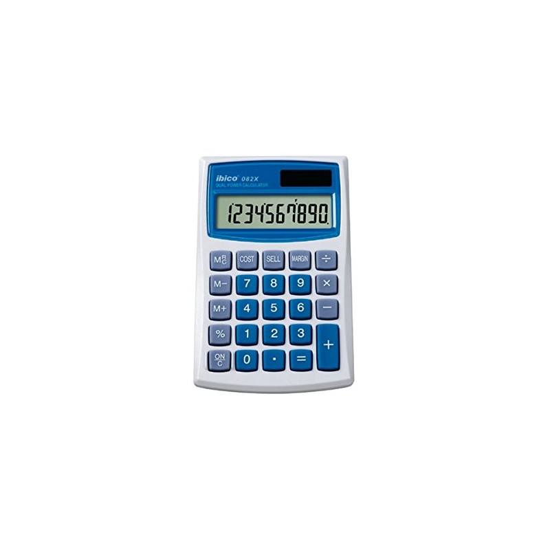 Rexel Ibico 082x Pocket Calculator Dual Power LCD Display (White/Blue)