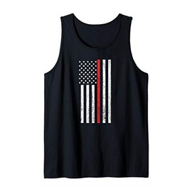 Thin Red-Line Firefighter Flag Distressed Effect Tank Top