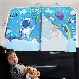 Car Sun Shade for Baby - EOHMAK Car Side Window Sun Shade Cover Upgrade Double Opening Car Interior Curtain Sun Blocker Blind (Light Blue Space, 1 Pack)