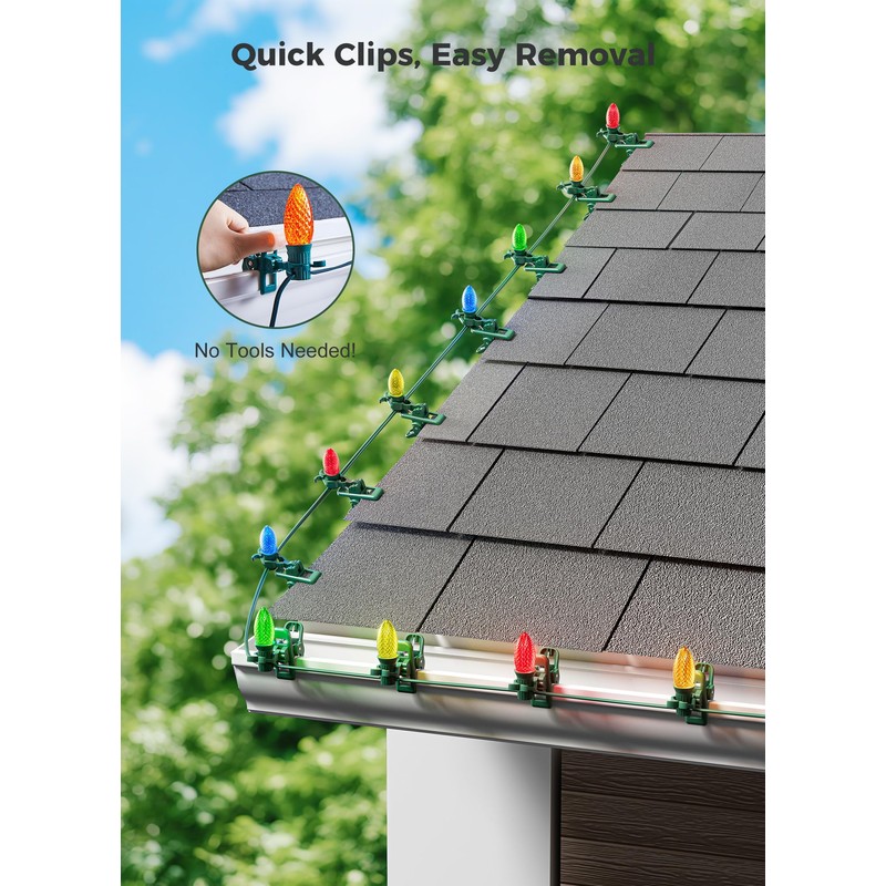 C7 C9 Christmas Lights Spring Clips, 100 Count Holiday Lights