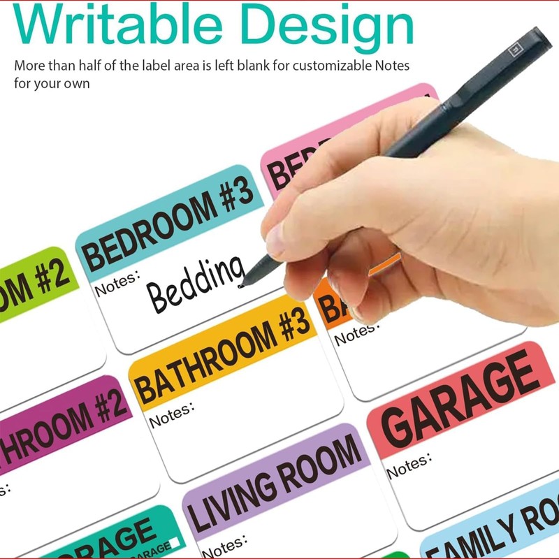 300 Large Home Moving Labels for Boxes, 20 Different Color