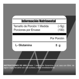 Meta Nutrition Glutamina 500 Gramos 100 Porciones Sabor Sin sabor