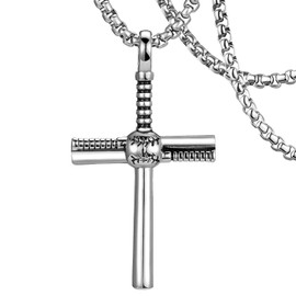 DXIUORF Gothic Cross Necklace for Men Boys Women Stainless Steel Punk Cross Pendant Necklace Silver Cross Pendant Chain 22-24 Inches, Stainless Steel Zinc, No Gemstone