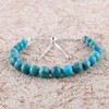 Natural Turquoise Gemstone Beads Bolo Bracelet, Adjustable Slider Chain, Energy