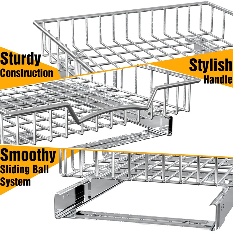 Simple Houseware Under Cabinet Pull Out Sliding Shelf Drawer Organizer,