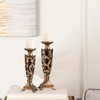 LOPOO Set of 2 Tall Polyresin Candleholders, Baroque Floral Filigree