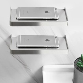 Biutimarden 2 Stück Duschablage Ohne Bohren,Anti Rutsch Oberfläche Selbstklebend Wandhalterung aus Edelstahl Duschregal Rostfreier für Bad Dusche und Küche Badzubehör(19CM,Gebürstet)