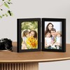 decorUhome Double 5x7 Picture Frame Vertical, Engineered Wood Bifold Photo