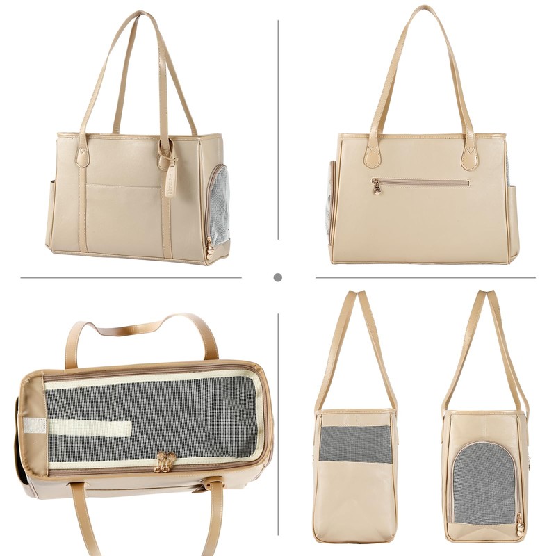 Monanller Stylish Dog Purse Carrier, Leather Pet Carrier Bag for