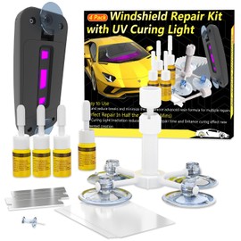 HERRYPLS Windshield Crack Repair Kit, Windshield Repair Kit for Chips and Cracks, Car Windshield Repair Kit, Quick Fix Cracks, Fix Chip in Windshield, Pressure Injector and Accelerated Curing (4pack)