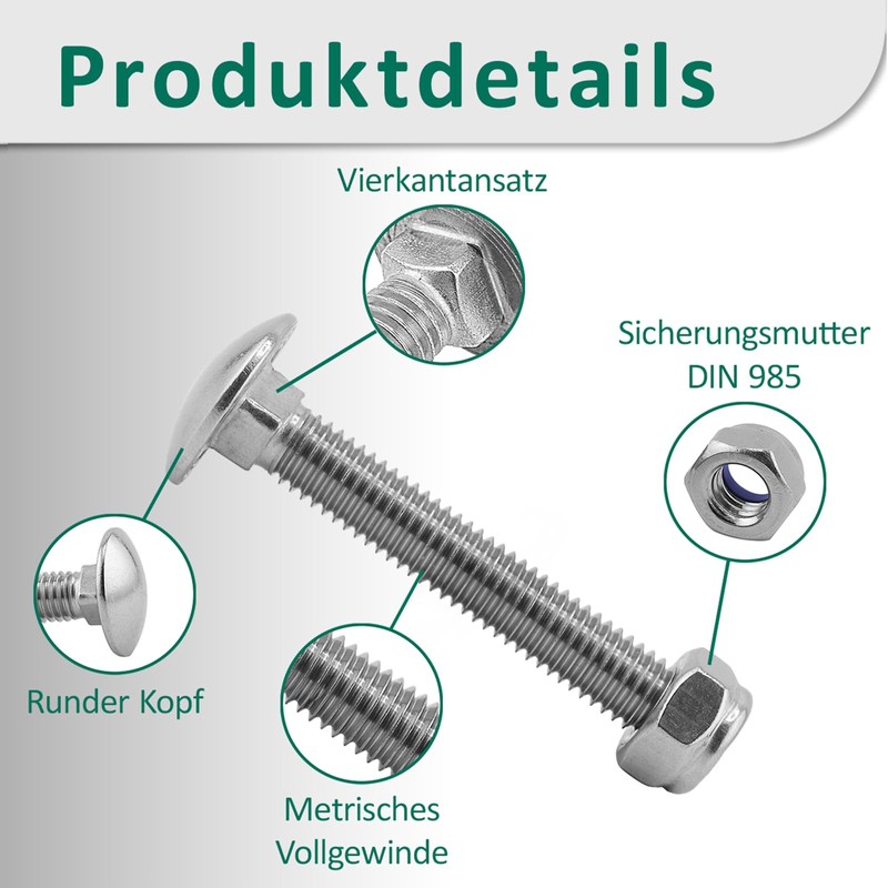 DSM - Carriage Bolts M5 x 45 mm DIN 603