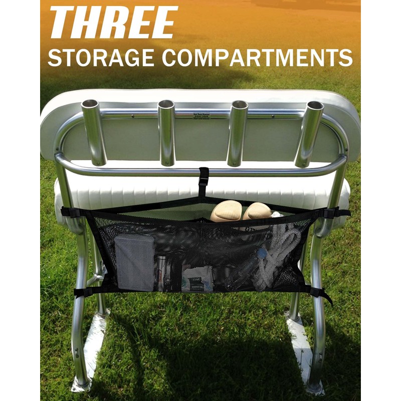 PLOZANO Boat Storage Bag with 3 Divisions, Adjustable Organizer, Mesh