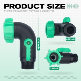 Hose Elbow Adapter 90 Degree Garden Hose Shut Off Valve 3/4-Inch GHT Inlet and Outlet Angle Connector for RV,Heavy-Duty Plastic Water Hose Elbow