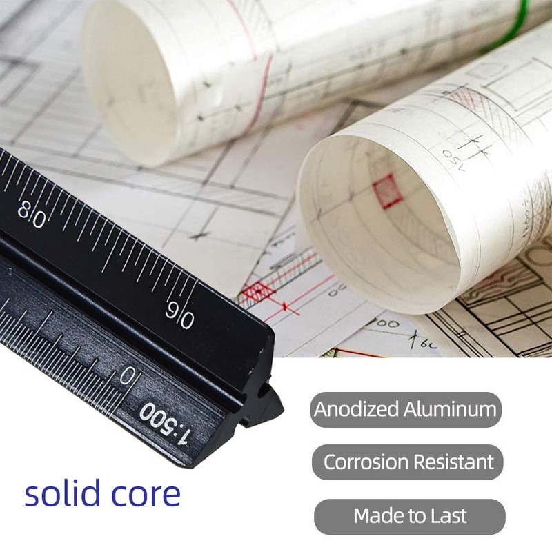 Metal Scale Ruler,Aluminium Triangular Scale Ruler for Architects & Engineers,Matrix