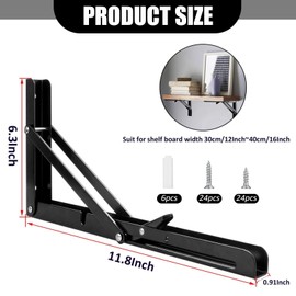 STARVAST Pack of 2 Folding Console 400 mm, Heavy Duty Folding Shelf Brackets, Folding Shelf Brackets, Table Folding Hinges, Maximum Load Capacity 50 kg / 110 lb