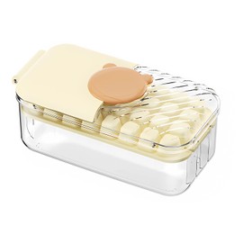 Food-Grade Ice Cube Tray, Quick-Release 32 Ice Cube Mold with Press Design - BPA-Free Kitchen Essentials (Beige)