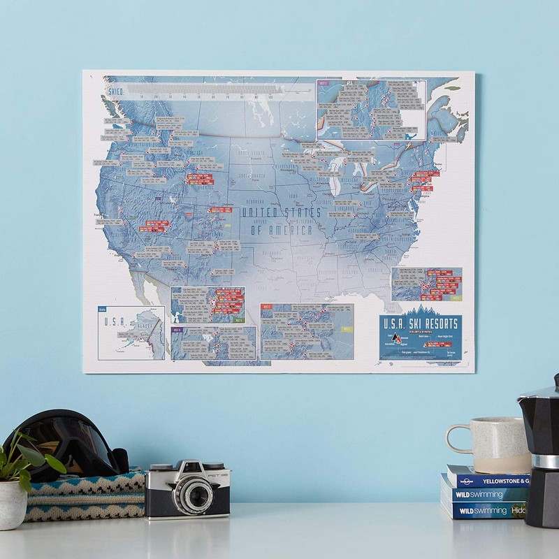 Maps International - Scratch Off USA Map Skiing Print -