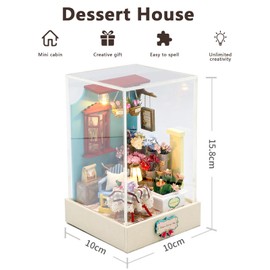 SICSHTOP DIY Miniature Dolls House Kit - Coffee House Kit for Adults, 3D Wooden Doll House Kit, Home Desk Decoration Birthday, Holiday, Idea for Women Girls