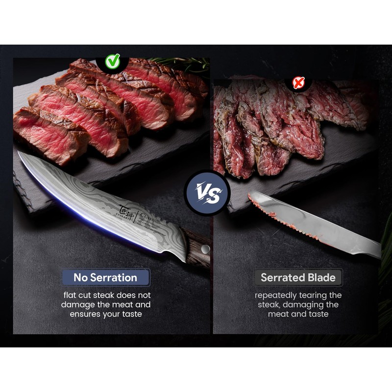 SYOKAMI Steak Knives Set of 6 with Drawer Organizer, 4.8