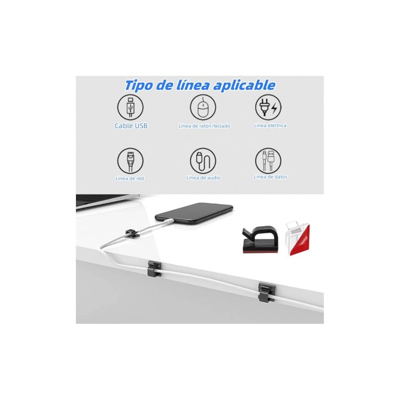 Organizador de Cables de , 100 Piezas, Clips para Cables,