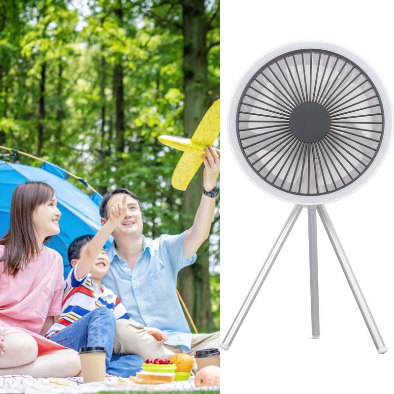 Tripod Desk Fan with Light USB Rechargeable Battery Operated 3