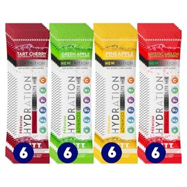 NewTrition Hydration Powder, Electrolyte Powder Packets, Naturally Flavored Hydrating Packets for Water, Fast Acting Electrolytes with Vitamins, Cherry, Apple, Pineapple, Melon, 24 Servings