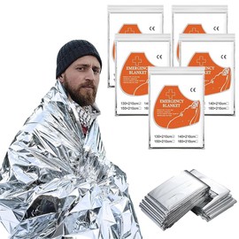 NJCXOLA Rettungsdecke, Rettungsdecke Silber, Notfalldecke für Erste Hilfe, Für Camping Und Outdoor (210 X 130cm,5pcs)