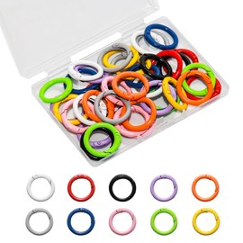JAKOUE 40pcs 10 Colors 1 Inch(25mm) Trigger Round Snap Buckle，Keychain Clip，Key Rings，Small Carabiner，Keyrings Buckle，DIY Accessories for Keychains, Bag, Purse, Handbag