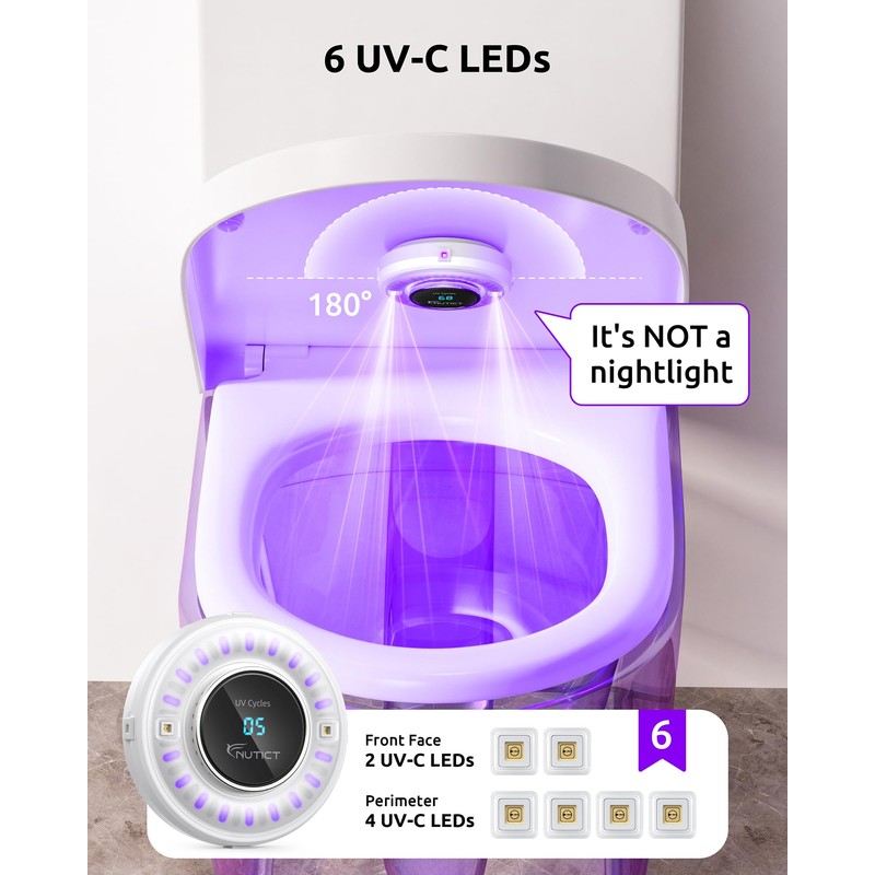 NUTICT UVC Toilet Sanitizer Light, Auto Turn On/Off, Fits Most