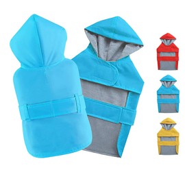 BECNBEAU Dog Raincoats Small Dogs Rain Jacket Waterproof Lined Puppy Rain Poncho Pet Clothes Rainwear Hooded Leash Hole Small Breed Dogs,Blue,Back Length 8.6 in