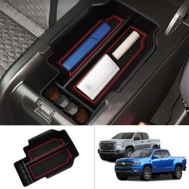 FIILINES Center Console Organizer Compatible with Chevy Colorado/GMC Canyon 2015-2021 2022 Armrest Storage Box ABS Console Insert Tray Accessories with 3 Colors Mats