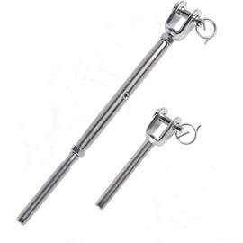 Marine Grade 316 Stainless Steel Deck Cable Railing Hardware Kit for Stair Railing, Includes Jaw Swage Stud Turnbuckle, Fork Jaw End Fitting,Fit for 3/16" Wire Rope Cable