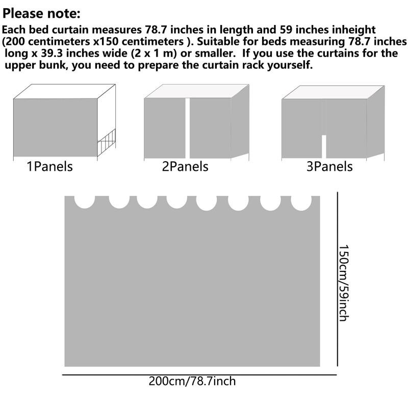 XiRiDa Blackout Bunk Bed Curtains Students Dorm Room Privacy Canopy,