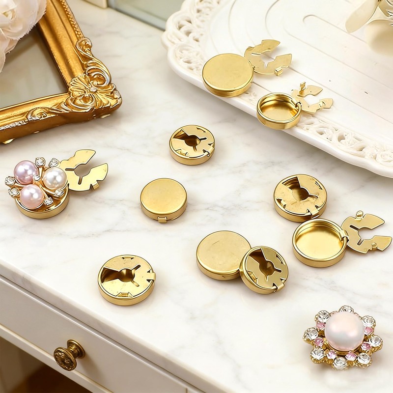 STSTR 11PCS Gold Button Covers for Women, Blank Cuff Links