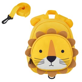 mommore Toddler Backpack for Boys Girls 2-4, 3D Cartoon Mini Kids Backpack, Small Baby Backpack with Toddler Leash, Chest Buckle, Water-Resistant Pre-K School Bag, Lion