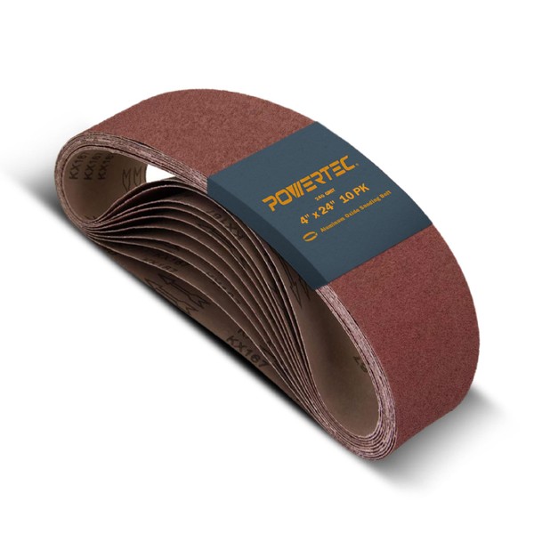 POWERTEC 110040 4 x 24 Inch Sanding Belts 240 Grit Aluminum Oxide Belt Sander Sanding Belt Sandpaper For Oscillating Belt and Spindle Sander – Pack of 10