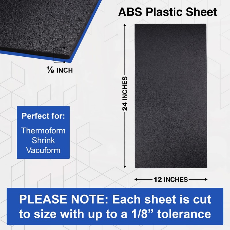 Duco USA-Made ABS Plastic Sheet 1/8 Inch Thick 12" x