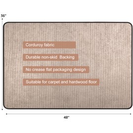 Corduroy Heavy Duty Office Chair Mat for Carpet & Hardwood Floors, Tri-Fold Floor Mat, Desk Chair Mat for Carpeted Floors and Hardwood Floor for Home Office Dark Grey