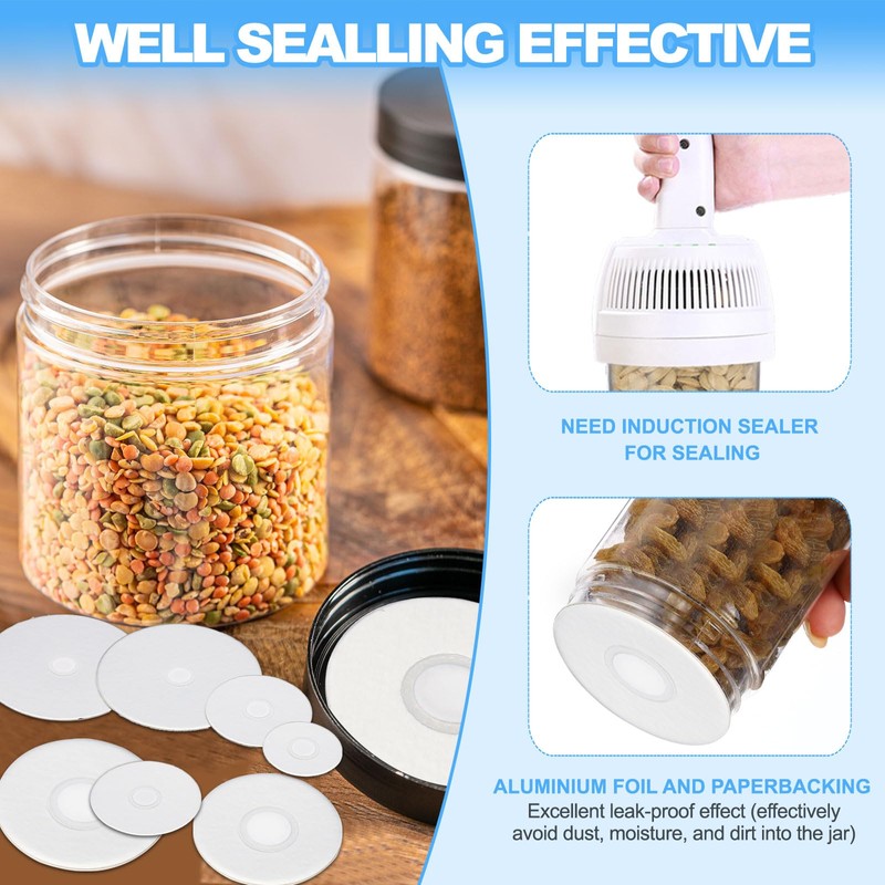 PATIKIL 60mm/2.36" Aluminum Foil Vent Induction Seal Liners, 50 Pack