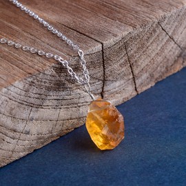 Manilata Natural Raw Citrine Necklace Pendant, Rough Gemstone, Energy Healing Crystals, November Birthday, Jewelry for Women, Gemstone Jewelry 18 inch AAA+ Quality (citrine)