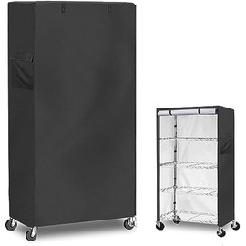 Waterproof Shelf Cover,600D Heavy Duty Dustproof Storage Wire Rack Covers,Outdoor Shelving Covers for Wire Shelves with Zipper 48''x18''x72'',Black,Cover Only