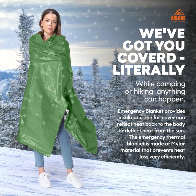 ANLOKE Emergency Blankets Mylar Thermal Blanket (4 Pack) of Space